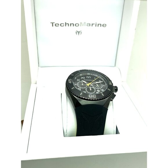 Technomarine Men's Watch TM-215069 Manta Chronograph Quartz Black Yellow Rubber - Picture 3 of 15